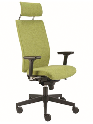KENT EXCLUSIVE office chair with green upholstery and headrest, side view