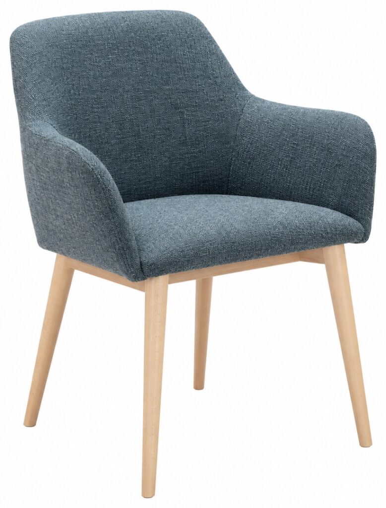 FREDERIC armchair with beech legs, three-quarter view